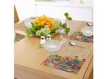 Tovagliette Abakuhaus, Motivo Tradizionale Africano Disegnato A Mano Con Forme Colorate E Sinuose, Tiscjdeco In Tessuto Resistente Ai Colori Per La Sala Da Pranzo E La Cucina, Multicolore