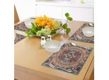 Tovagliette Abakuhaus Con Motivi Floreali, Tema Etnico, Disegno Ucraino Con Motivi Floreali E Illustrazioni Paisley, Tiscjdeco In Tessuto Resistente Al Lavaggio Per Sala Da Pranzo E Cucina, Azzurro Salmone