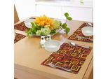 Abakuhaus Tovagliette Astratte, Quadrati Colorati E Psichedelici, Struttura Geometrica Retrò, Moderna E Artistica, Tiscjdeco In Tessuto Resistente Al Colore Per La Sala Da Pranzo E La Cucina, Multicolore