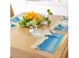 Tovagliette Da Spiaggia Abakuhaus, Summer Vibes Girl Vicino Alla Riva Del Mare Ocean Palms Onde Sunny Art Print, Tiscjdeco In Tessuto Resistente Al Lavaggio Per La Sala Da Pranzo E La Cucina, Blu Grigio Azzurro Crema