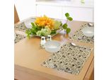 Abakuhaus Tovagliette Moderne, Tazze Da Caffè Moderne Con Pois E Chicchi Di Caffè Brieten Elegante Design Grafico, Tiscjdeco In Tessuto Resistente Al Lavaggio Per La Sala Da Pranzo E La Cucina, Marrone E Crema