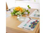 Tovagliette Abakuhaus Con Disegni Caricaturali, Design Per Camerette Bambini Con Giocattoli Come Animali, Gufi, Uccelli, Libri, Illustrazioni, Decorazioni Da Tavola In Tessuto Resistente Al Lavaggio Per Sala Da Pranzo E Cucina, Multicolore