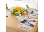 Tovagliette Abakuhaus, Elegante Figura Di Ragazza Che Indossa Pantaloncini Di Jeans E Calze, Illustrazione Artistica, Tiscjdeco In Tessuto Resistente Al Lavaggio Per La Sala Da Pranzo E La Cucina, Multicolore
