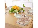 Abakuhaus Tovagliette Vintage, Motivo Floreale Astratto Decorativo, Illustrazione Barocca Con Fiori Damascati, Tiscjdeco In Tessuto Resistente Al Lavaggio Per La Sala Da Pranzo E La Cucina, Pesca Redwood