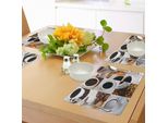 Tovagliette Da Cucina Abakuhaus, Collage Di Tazze Da Caffè Con Mandorle, Anacardi, Cannella - Composizione Moderna, Tovaglietta Decorativa In Tessuto Resistente Al Lavaggio Per Sala Da Pranzo E Cucina, Bianco, Nero, Marrone