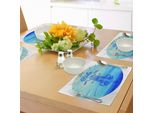 Tovagliette Abakuhaus Dipinte A Mano, Moto Disegnata A Mano Con Immagine Del Poster "Let's Ride"", Decorazione Da Tavolo In Tessuto Resistente Al Lavaggio Per La Sala Da Pranzo E La Cucina, Blu Scuro E Azzurro."