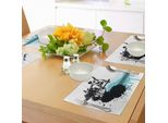 Tovagliette Abakuhaus Grunge, Ragazzo Skater Che Salta, Tema Sportivo Esotico, Illustrazione Motley Skateboarding, Tiscjdeco In Tessuto Resistente Al Colore Per La Sala Da Pranzo E La Cucina, Azzurro E Nero