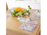 Tovagliette Abakuhaus Con Motivi Floreali, Romantico Disegno Astratto Di Fiori E Edera Con Foglie In Stile Naturale, Decorazioni Da Tavola In Tessuto Resistente Ai Colori Per La Sala Da Pranzo E La Cucina, Bianco, Nero E Rosso