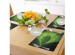 Tovagliette Abakuhaus Verdi, Grande Foglia Di Albero Brasiliano Dell'amazzonia Con Venature E Raggi Di Sole, Tiscjdeco In Tessuto Resistente Al Lavaggio Per La Sala Da Pranzo E La Cucina, Verde Scuro E