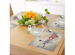 Abakuhaus Tovagliette Astratte, Collage Misto Con Struttura Grunge E Effetto Opaco, Disegno Artistico Ad Acquerello, Tiscjdeco In Tessuto Resistente Al Lavaggio Per Sala Da Pranzo E Cucina, Multicolore
