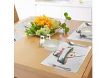 Abakuhaus Tovagliette Moderne, Donna Alla Moda Con Cappello In Stile Vintage E Romantica Stampa Artistica, Tiscjdeco In Tessuto Resistente Al Lavaggio Per La Sala Da Pranzo E La Cucina, Blu Grigio Giallo Rosso