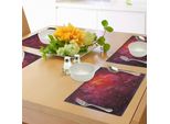Tovagliette Abakuhaus Space, Cosmo-Via Lattea-Galassia-Polvere Di Stelle Astratta In Acquerello, Tiscjdeco In Tessuto Resistente Al Lavaggio Per La Sala Da Pranzo E La Cucina, Lavanda Senape Arancia