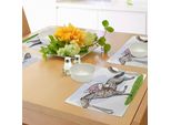 Tovagliette Abakuhaus Con Motivi Animali, Tema Corse Di Cavalli, Fantino, Pony, Stallone Che Corre Su Un Campo, Illustrazione Retrò, Tiscjdeco In Tessuto Resistente Ai Colori Per La Sala Da Pranzo E La Cucina, Multicolore