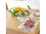 Tovagliette Abakuhaus Con Motivi Floreali, Bouquet Di Fiori Di Ibisco Dai Colori Vivaci, Grafica Acquerellata Esotica, Tovagliette Decorative In Tessuto Resistente Ai Colori Per La Sala Da Pranzo E La Cucina, Marrone, Giallo, Fucsia, Bianco, Verde