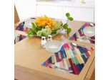 Abakuhaus Tovagliette Astratte, Design Futuristico Con Motivi Geometrici E Stampa Tecnologica Moderna A Strisce Colorate, Tessuto Lavabile E Resistente Allo Scolorimento Per Sala Da Pranzo E Cucina, Multicolore