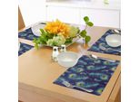 Abakuhaus Tovagliette Peacock, Sfondo Artistico Con Pavone, Uccello E Piume, Disegno Grafico, Tiscjdeco In Tessuto Resistente Ai Colori Per La Sala Da Pranzo E La Cucina, Blu Navy, Arancione E Acquamarina