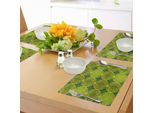Abakuhaus Tovagliette Astratte, Fiore Moderno E Chiaro Della Vita - Meditazione - Icone Antiche - Illustrazione, Tiscjdeco In Tessuto Resistente Al Colore Per La Sala Da Pranzo E La Cucina, Verde Cacciatore Giallo
