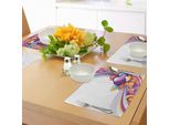Tovagliette Con Caricature Abakuhaus, Tema Per Bambini Arcobaleni Nuvole Colorate Linee Cerchi Sole Stampa Immagine, Tiscjdeco In Tessuto Resistente Al Lavaggio Per Sala Da Pranzo E Cucina, Multicolore