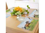 Tovagliette Abakuhaus, Cavallo Che Galoppa Su Un Prato Fiorito, Libertà Rurale, Immagine Di Animali, Tiscjdeco In Tessuto Resistente Al Lavaggio Per La Sala Da Pranzo E La Cucina, Verde Marrone Azzurro