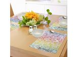 Tovagliette Abakuhaus, Damasco Decorativo Artistico Colorato Con Motivo Floreale, Disegno Grafico A Spirale, Tiscjdeco In Tessuto Resistente Al Lavaggio Per La Sala Da Pranzo E La Cucina, Multicolore