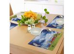 Abakuhaus Tovagliette Rustiche, Foto Di Campo Con Panorama Paesaggistico, Fienili, Nuvole Chiare, Tiscjdeco In Tessuto Resistente Ai Colori Per La Sala Da Pranzo E La Cucina, Verde Mela Bianco Blu Rosso