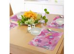 Abakuhaus Tovagliette Rosa, Fantasia Astratta - Numero Magico - Effetto Di Movimento Indistinto - Design - Illustrazione Liscia - Stampa Artistica, Tiscjdeco In Tessuto Resistente Al Colore Per La Sala Da Pranzo E La Cucina, Rosa