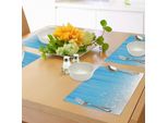 Abakuhaus Tovagliette Astratte, Stelle Che Vibrano Nel Cielo Aperto Raggi Celesti Che Brillano Design Artistico, Tiscjdeco In Tessuto Resistente Ai Colori Per La Sala Da Pranzo E La Cucina, Azzurro Cielo Bianco