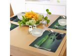 Abakuhaus Tovagliette Nordlicht, Immagine Magica Della Natura, Panorama Costiero, Ovale, Energia, Cielo, Nebbia, Tiscjdeco In Tessuto Resistente Al Colore Per La Sala Da Pranzo E La Cucina, Verde Lime E Mandorla