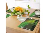 Tovagliette Abakuhaus Nordlicht, Cielo Magico E Incantato Con Riflessi Paesaggio Tranquillo, Tiscjdeco In Tessuto Resistente Al Lavaggio Per La Sala Da Pranzo E La Cucina, Verde Reseda E