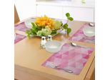 Abakuhaus Tovagliette Rosa, Mosaico Astratto A Triangoli Con Motivi Grafici Artistici Ispirati Alla Vendemmia, Stampa Decorativa, Tiscjdeco In Tessuto Resistente Al Lavaggio Per Sala Da Pranzo E Cucina, Rosa