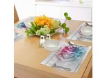 Abakuhaus Tovagliette Moderne, Stampa Grafica Geometrica Quadrata Tecnologica E Futuristica, Tiscjdeco In Tessuto Resistente Al Lavaggio Per La Sala Da Pranzo E La Cucina, Azzurro, Grigio E Rosa