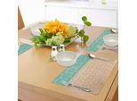 Abakuhaus Tovagliette Etniche, Stampa Artistica Con Motivo Floreale Astratto Pastello, Elefante Etnico E Animali, Tiscjdeco In Tessuto Resistente Al Lavaggio Per Sala Da Pranzo E Cucina, Turchese E Rosso Corallo
