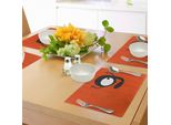 Tovagliette Abakuhaus Rosse, Illustrazione Caricaturale Del Monogramma Della Lettera G Su Sfondo Sporco, Tiscjdeco In Tessuto Resistente Al Colore Per La Sala Da Pranzo E La Cucina, Bianco, Nero E Rosso