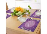Abakuhaus Tovagliette Sacre Geometriche, Cerchi Astratti Sovrapposti Su Sfondo Vibrante Spirituale Stampato, Tovaglietta Decorativa In Tessuto Resistente Al Lavaggio Per Sala Da Pranzo E Cucina, Fucsia Viola