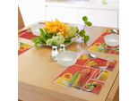 Tovagliette Da Cucina Abakuhaus, Tazze Da Tè E Da Caffè Composizione In Colori Caldi Fiori Tulipani E Mele, Decorazioni Da Tavola In Tessuto Resistente Al Lavaggio Per La Sala Da Pranzo E La Cucina, Giallo Verde Rosso