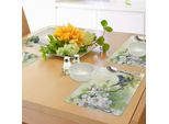Tovagliette Abakuhaus Con Motivi Floreali, Uccelli Primaverili Con Effetto Acquerello Su Rami D'albero, Decorazioni Da Tavola In Tessuto Resistente Al Lavaggio Per La Sala Da Pranzo E La Cucina, Verde Reseda E Giallo