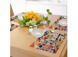 Abakuhaus Tovagliette Giapponesi, Cucina Asiatica Sushi Pesce Carne Cruda Panini Sud-Est Fast Food Cerimonia Artwork, Tiscjdeco In Tessuto Resistente Al Colore Per La Sala Da Pranzo E La Cucina, Multicolore