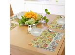 Abakuhaus Tovagliette Etniche, Disegno Floreale Orientale Con Cerchi, Pois, Foglie E Motivi Astratti, Stampa Artistica, Decorazione Da Tavola In Tessuto Resistente Al Lavaggio Per Sala Da Pranzo E Cucina, Multicolore