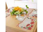 Tovagliette Abakuhaus Con Motivi Floreali, Illustrazione Di Una Cartolina Con Composizione Floreale Di Papaveri, Decorazione Da Tavola In Tessuto Resistente Al Lavaggio Per Sala Da Pranzo E Cucina, Beige E Rosso