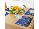 Tovagliette Abakuhaus Con Motivo Paesaggistico, Moderno Paesaggio Con Kuala Lumpur, Asia, Skyline Urbano, Grattacieli, Stampa Grafica, Tiscjdeco In Tessuto Resistente Al Lavaggio Per Sala Da Pranzo E Cucina, Multicolore