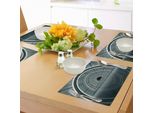 Tovagliette Abakuhaus Space, Tema Fantascientifico, Design 3D, Corridoio Futuristico, Stampa Tecnologica, Tiscjdeco In Tessuto Resistente Ai Colori Per La Sala Da Pranzo E La Cucina, Blu Grigio