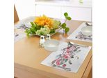 Tovagliette Abakuhaus, Effetto Acquerello, Design Vintage Con Rose, Uccelli E Piume, Decorazioni Da Tavola In Tessuto Resistente Al Lavaggio Per La Sala Da Pranzo E La Cucina, Verde Reseda E Rosso Corallo