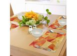 Abakuhaus Tovagliette Astratte, Illustrazione Vettoriale Astratta In Stile Artistico Con Tema Geometrico E Stampa A Triangoli, Tovaglietta Decorativa In Tessuto Resistente Ai Colori Per La Sala Da Pranzo E La Cucina, Arancione E Giallo