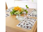 Tovagliette Abakuhaus Con Gatti, Collezione Di Simpatici Gatti Giocosi Su Sfondo Bianco - Motivo Con Animali Domestici, Gattini, Tessuto Lavabile E Resistente Al Lavaggio Per Sala Da Pranzo E Cucina, Bianco, Nero, Marrone