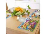 Tovagliette Per Bambini Abakuhaus, Stile Caricaturale, Elfo Che Suona Il Flauto Con Un Fungo, Allegra Illustrazione Musicale, Tiscjdeco In Tessuto Resistente Ai Colori Per La Sala Da Pranzo E La Cucina, Multicolore