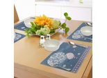 Tovagliette Retrò Abakuhaus, Palloncini D'aria Su Pois E Motivi Paisley Etnici Asiatici, Stampa Artistica, Tiscjdeco In Tessuto Resistente Al Lavaggio Per La Sala Da Pranzo E La Cucina, Blu-Grigio Rosa Chiaro