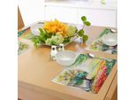 Tovagliette Abakuhaus Natur, Fiori Colorati Disegnati A Mano, Erba E Alberi, Paesaggio Rurale Boschivo, Acquerelli, Tiscjdeco In Tessuto Resistente Al Colore Per La Sala Da Pranzo E La Cucina, Multicolore