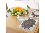 Tovagliette Abakuhaus Mandala, Design Etnico Tribale Con Motivi Floreali Colorati E Dettagli Grafici, Tiscjdeco In Tessuto Resistente Al Lavaggio Per La Sala Da Pranzo E La Cucina, Multicolore