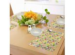 Tovagliette Abakuhaus Con Motivi Di Frutta, Gustosi E Maturi Anguria-Kiwi-Pesca-Arancia Avocado-Limone-Terra-Acquerello-Grafica, Tiscjdeco In Tessuto Resistente Al Lavaggio Per La Sala Da Pranzo E La Cucina, Multicolore