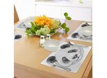 Tovagliette Abakuhaus, Asian Panda Fluffy Cute Fett Tier Illustrazione Disegnata A Mano, Tiscjdeco In Tessuto Resistente Al Lavaggio Per La Sala Da Pranzo E La Cucina, Verde Lime, Bianco E Nero